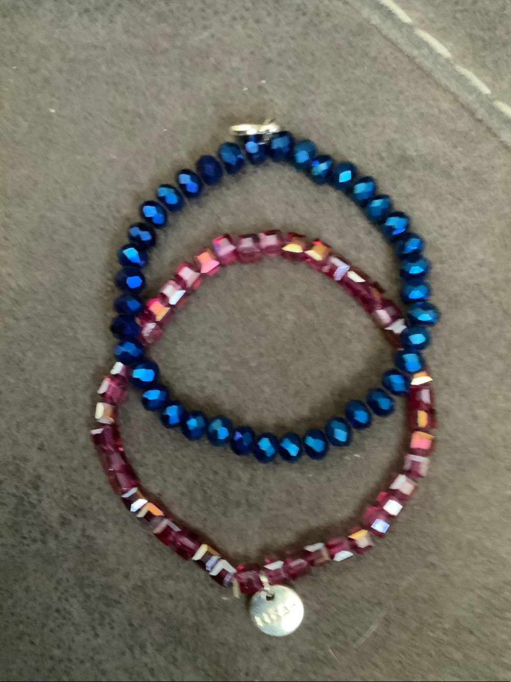 Stacked Blue and Purple Faceted Bead Bracelet Set